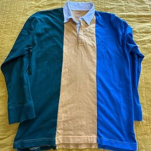 Arizona Jean Company Men's Long Sleeve Colorblock Rugby Polo